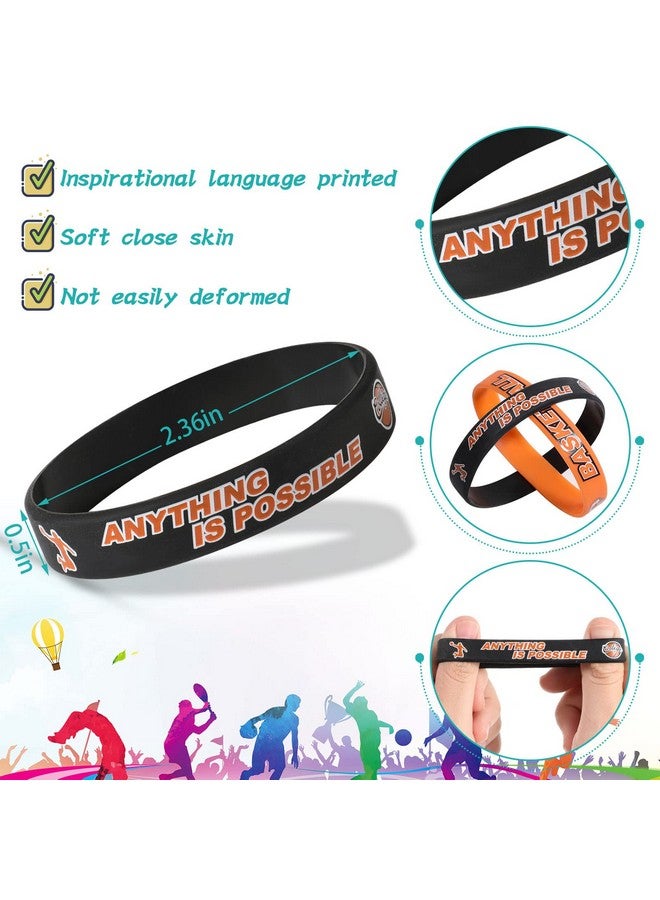 Aoriher Basketball Bracelet Bulk Motivational Silicone Wristband Decorations Basketball Party Favor For Kids Teenagers Basketball Party Basketball Bracelets Jewelry Sports Gifts Supplies(100 Pieces) - Image 2