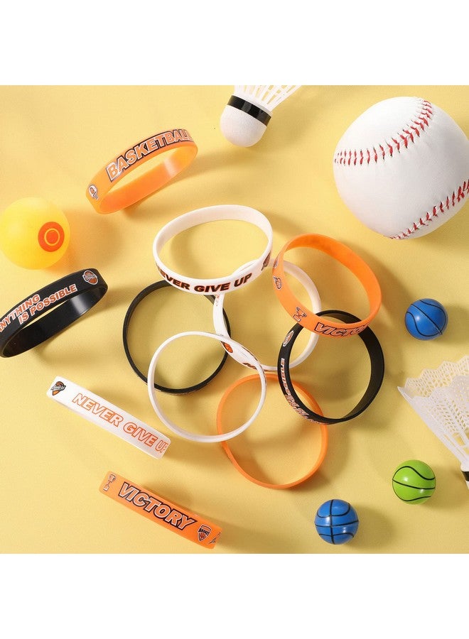 Aoriher Basketball Bracelet Bulk Motivational Silicone Wristband Decorations Basketball Party Favor For Kids Teenagers Basketball Party Basketball Bracelets Jewelry Sports Gifts Supplies(100 Pieces) - Image 3