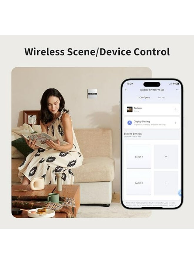 أكارا مفتاح عرض أكارا V1 EU (4 أزرار، قناتان مع سلك محايد)، مفتاح ذكي بشاشة عرض LCD، يدعم Home وGoogle Home وMatter Bridge، يتطلب موزع أكارا زيجبي - Image 4