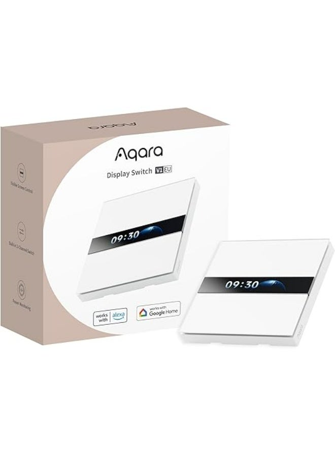 أكارا مفتاح عرض أكارا V1 EU (4 أزرار، قناتان مع سلك محايد)، مفتاح ذكي بشاشة عرض LCD، يدعم Home وGoogle Home وMatter Bridge، يتطلب موزع أكارا زيجبي - Image 1