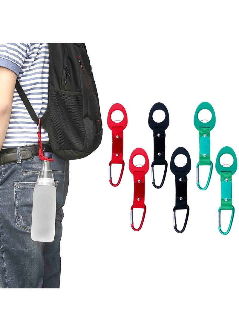 SYOSI Portable Silicone Water Bottle Buckle, 6 PCS Water Bottle Silicone Buckle, Outdoor Convenient Carrying Clip Hook Holder with D-Ring Hook for Camping Hiking Traveling Bike Daily Use  - Image 1