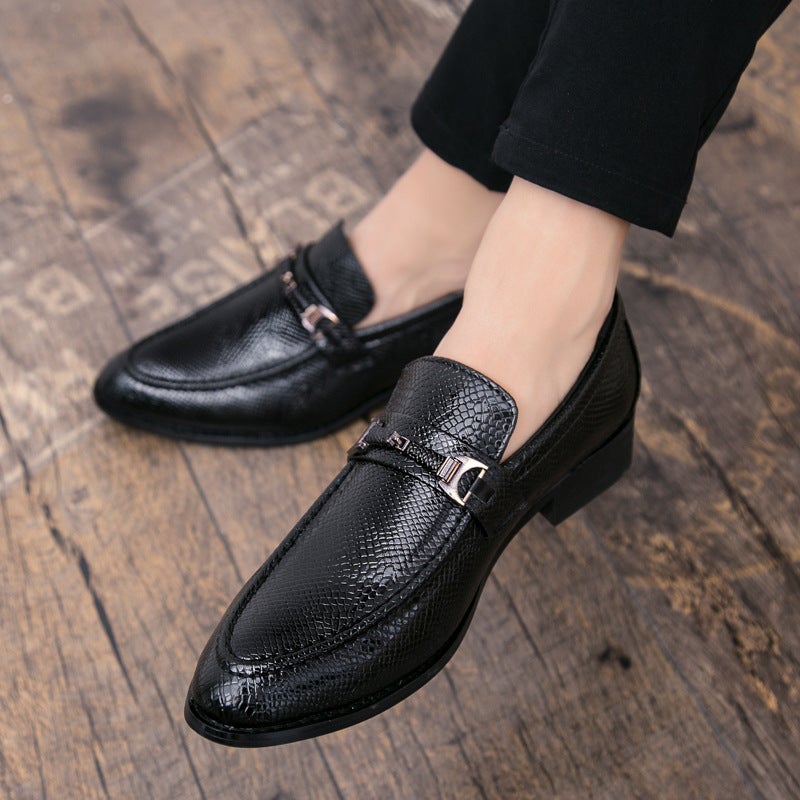 Korean Style Men'S Casual Shoes Boys Small Leather Shoes British Fashion Youth Snakeskin Pattern Internet Celebrant Adhesive Shoes Shoes - Image 5