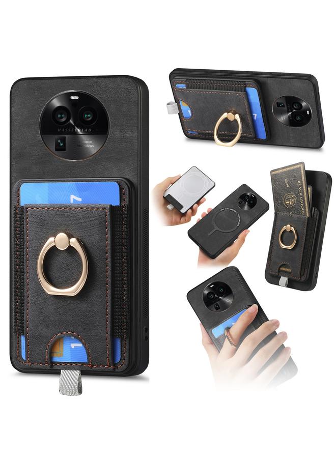 اس-توب جراب هاتف جلدي بتصميم كلاسيكي قابل للفصل مع حقيبة بطاقات مغناطيسية لهاتف OPPO Find X6 Pro 5G - Image 1