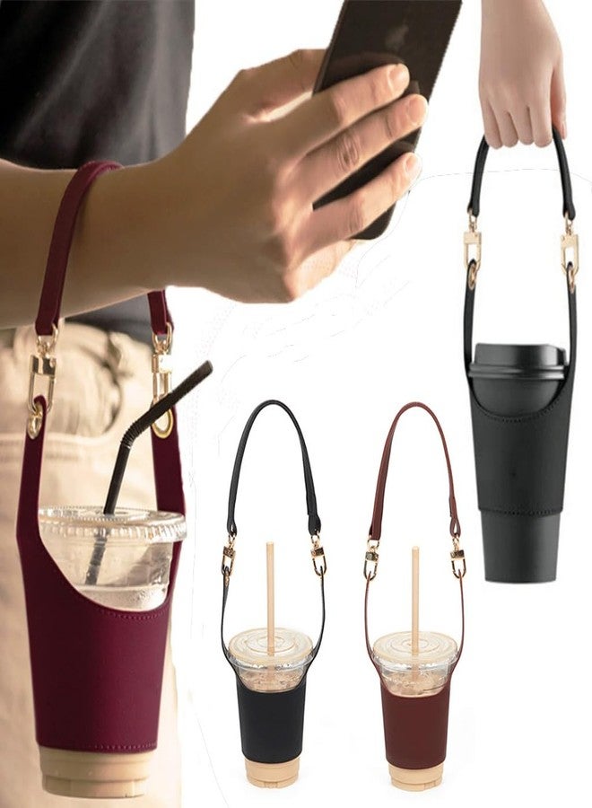 VIZEMO Coffee Cup Holder Tea Cup Leather Protective Sleeve, Win Red - Image 1