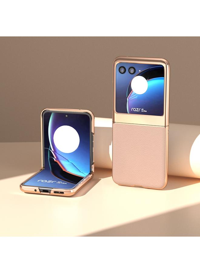 اس-توب جراب لهاتف Motorola Razr 40 Ultra مصنوع من جلد أصلي مطلي بالكهرباء النانوية + جراب هاتف من مادة الليتشي PC - Image 2