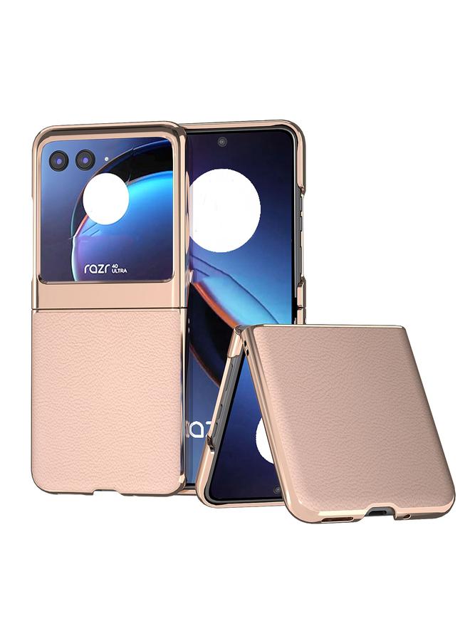 اس-توب جراب لهاتف Motorola Razr 40 Ultra مصنوع من جلد أصلي مطلي بالكهرباء النانوية + جراب هاتف من مادة الليتشي PC - Image 1