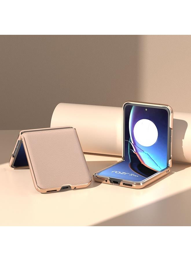 اس-توب جراب لهاتف Motorola Razr 40 Ultra مصنوع من جلد أصلي مطلي بالكهرباء النانوية + جراب هاتف من مادة الليتشي PC - Image 3