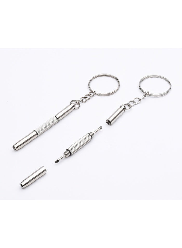 مفك نظارات متعدد الوظائف، أداة يدوية صغيرة 3 في 1 مفك نظارات مع سلسلة مفاتيح - Image 1