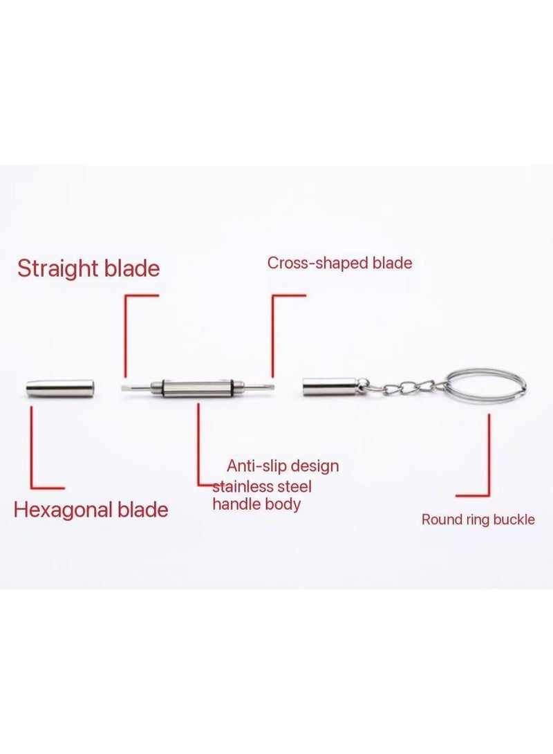مفك نظارات متعدد الوظائف، أداة يدوية صغيرة 3 في 1 مفك نظارات مع سلسلة مفاتيح - Image 4