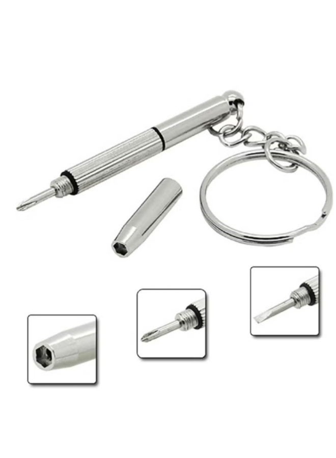 مفك نظارات متعدد الوظائف، أداة يدوية صغيرة 3 في 1 مفك نظارات مع سلسلة مفاتيح - Image 3