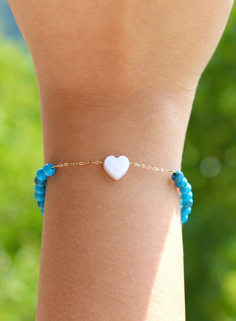 JEWELIVERY JEWELIVERY 18Kt Gold Bracelet with Mother of Pearl Heart – Elegant Design with Timeless Charm, Luxury Gold Jewelry for Special Occasions and Everyday Wear, Adjustable Length - Image 1