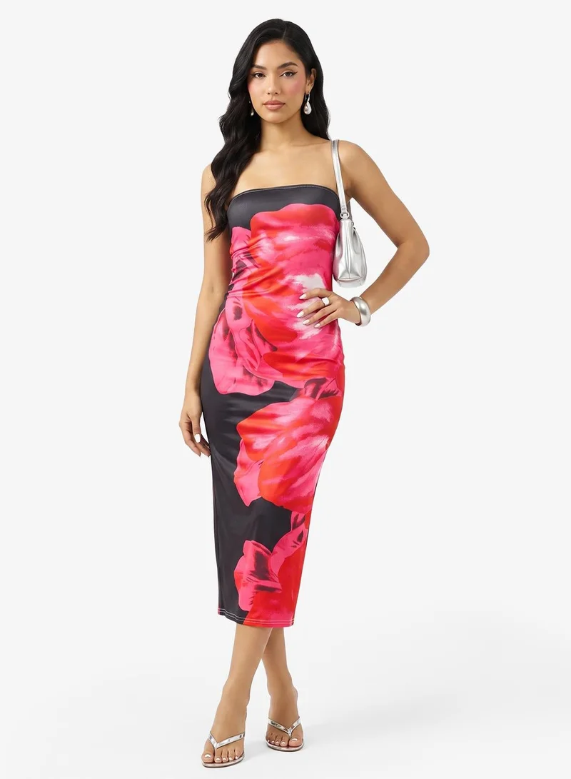 Ginger Bandeau Floral Bodycon Dress