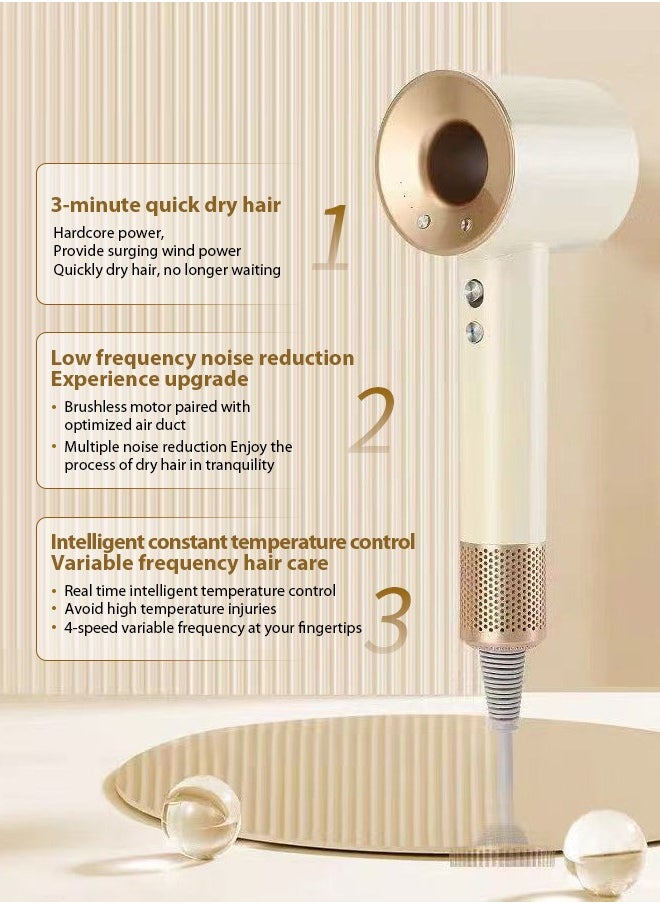 Generic - Professional Ionic Hair Dryer - Fast Drying Blower Hair Dryer with Thermo-Control, Low Noise, Includes Hair Diffuser and Concentrator for Perfect Styling - Image 1
