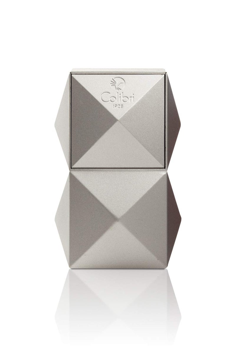 Colibri Quasar Triple Jet Flame Butane Table Lighter, Cigar Enthusiast's Choice with Blue Fuel Window, Adjustable Flame, Non-Slip Base (Silver) - Image 2