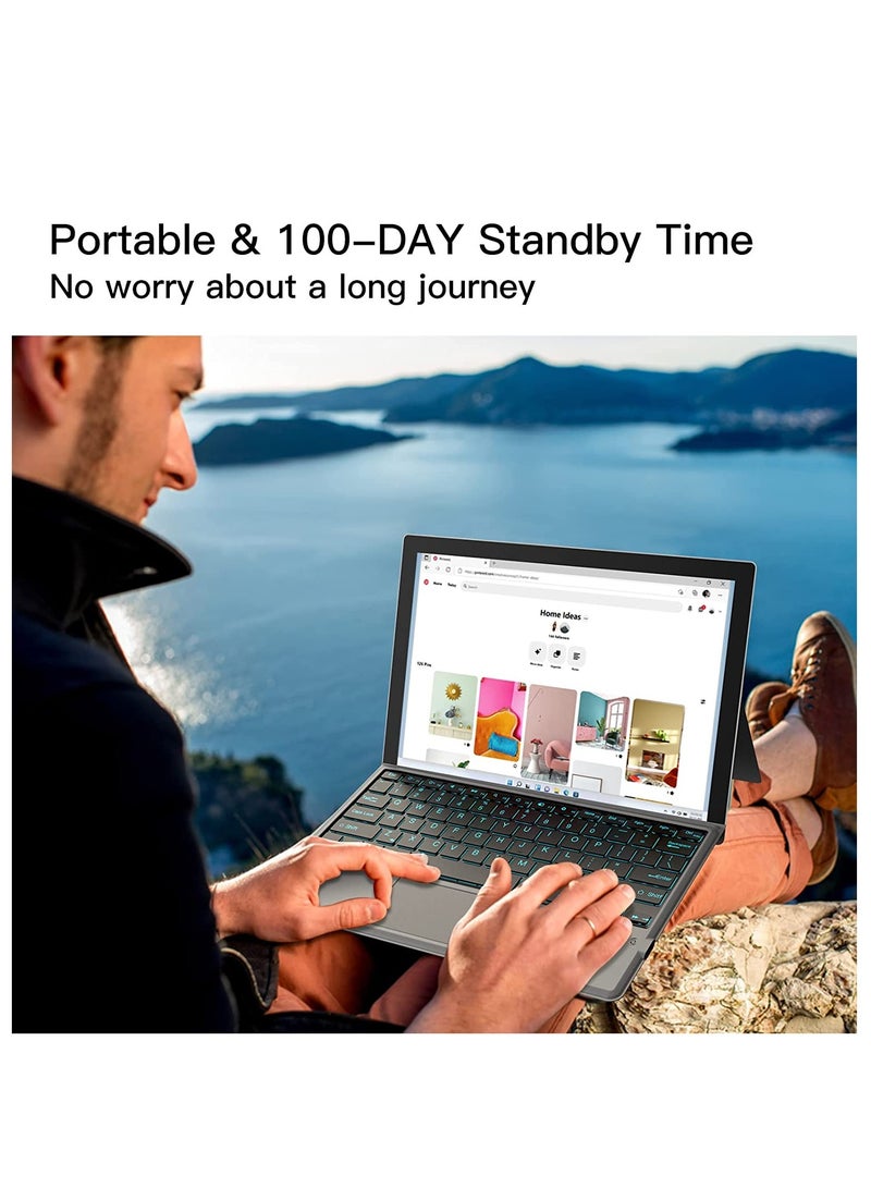7-Color Backlit Surface Pro 7 Keyboard, Rechargeable Bluetooth 5.0 Keyboard Type Cover for Surface Pro Series 7/7+/6/5/4 - Image 4