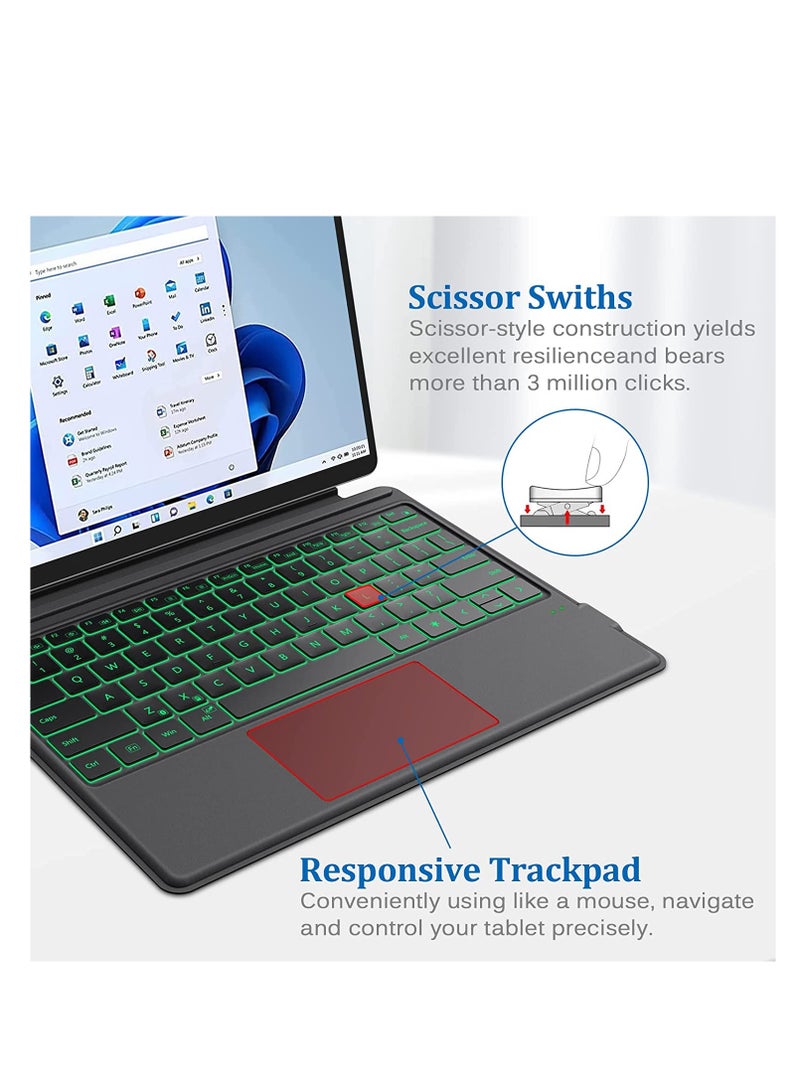 7-Color Backlit Surface Pro 7 Keyboard, Rechargeable Bluetooth 5.0 Keyboard Type Cover for Surface Pro Series 7/7+/6/5/4 - Image 5