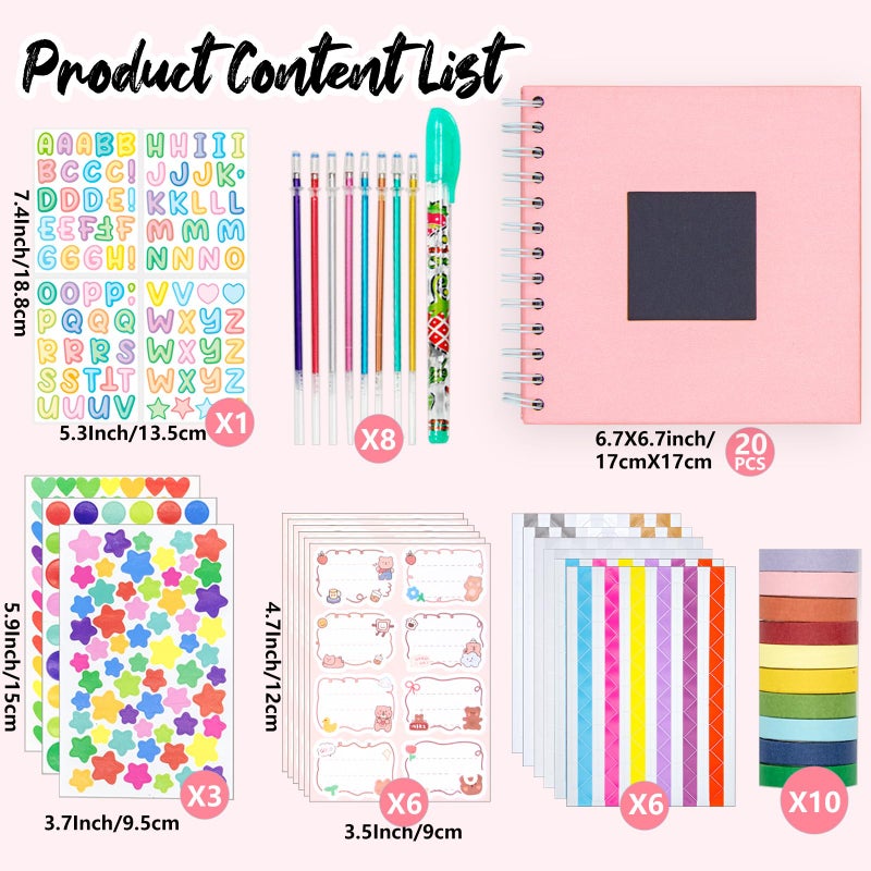 Tugle Kid Scrapbook Photo Album Hard Cover DIY Photo Album for Kids Instant Camera Print Paper with DIY Accessories (Pink) - Image 5