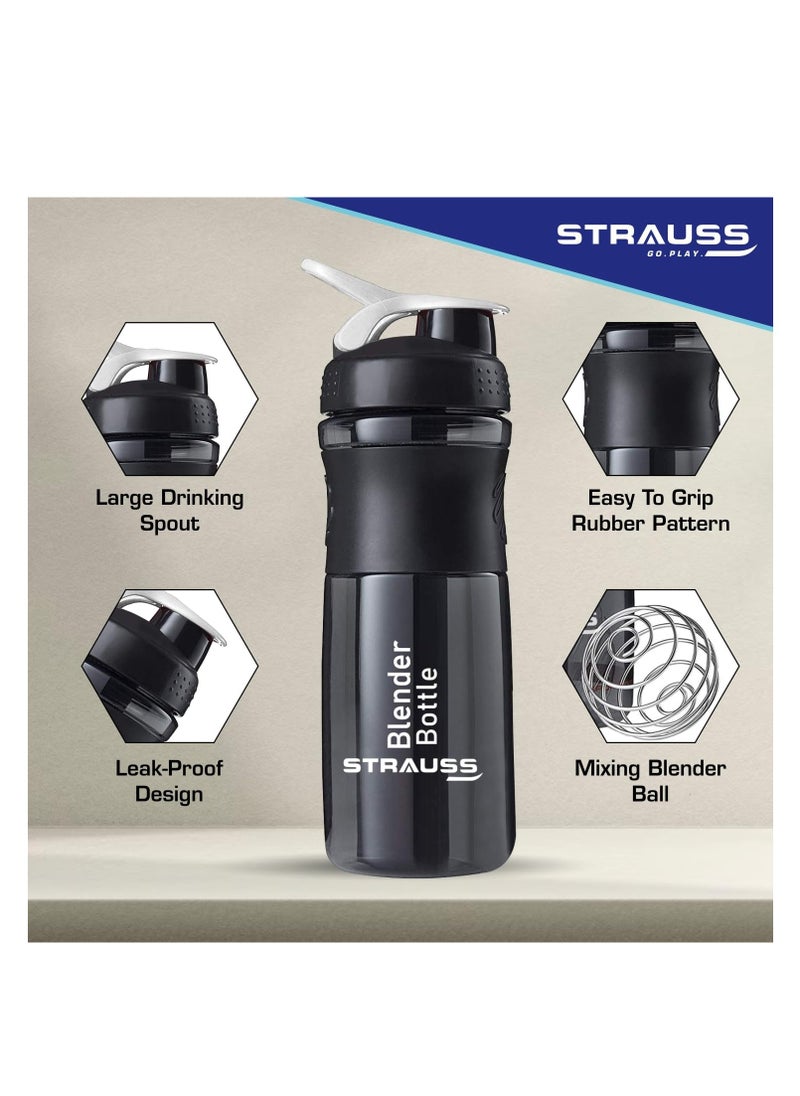 STRAUSS - STRAUSS Blender Shaker Bottle | Leakproof Shaker Bottle for Protein Shake, Pre-Workout and Bcaa Shake | Protein Shaker Bottle for Gym | Ideal for Men and Women - Image 1
