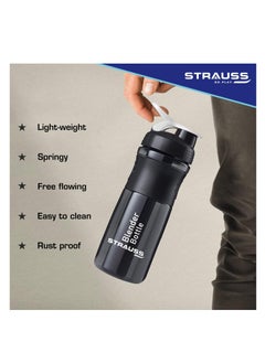 STRAUSS STRAUSS Blender Shaker Bottle | Leakproof Shaker Bottle for Protein Shake, Pre-Workout and Bcaa Shake | Protein Shaker Bottle for Gym | Ideal for Men and Women  - Image 4