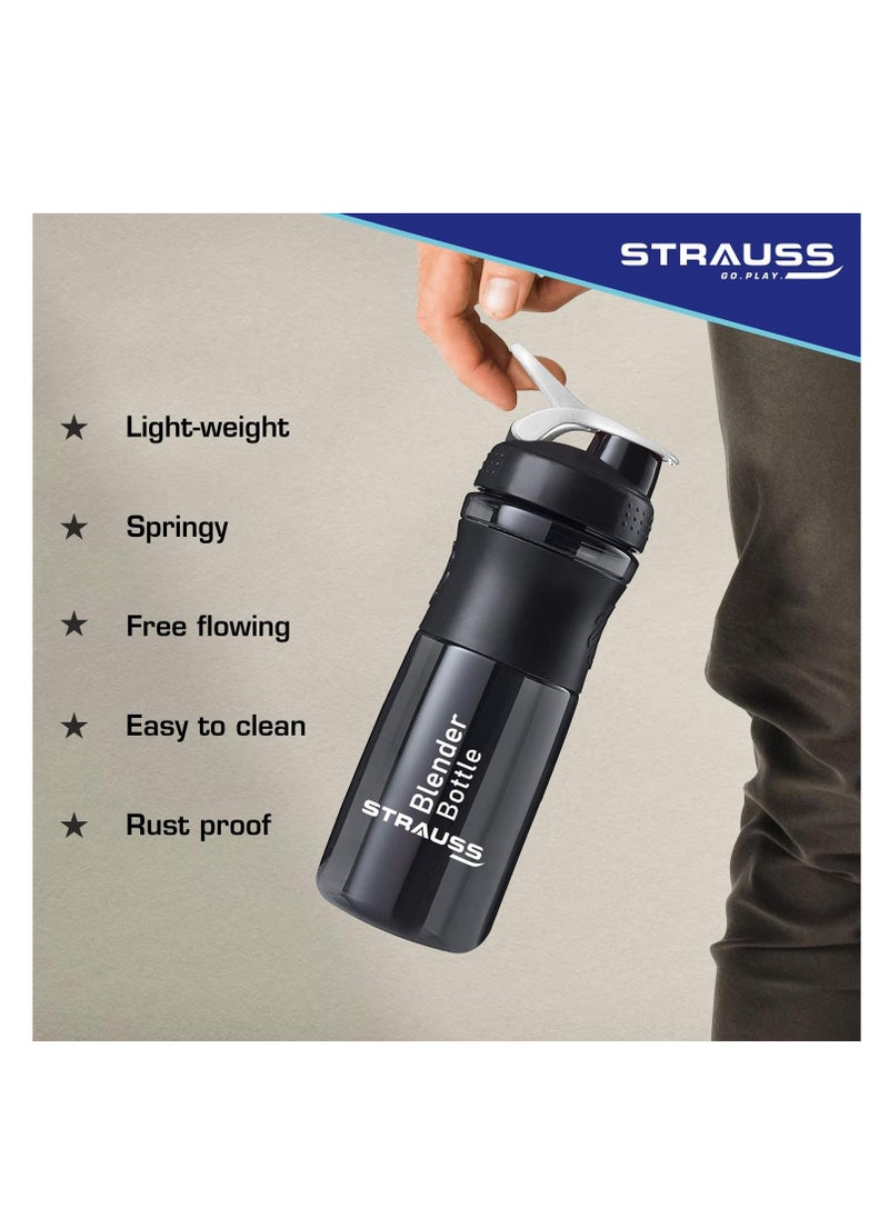 STRAUSS - STRAUSS Blender Shaker Bottle | Leakproof Shaker Bottle for Protein Shake, Pre-Workout and Bcaa Shake | Protein Shaker Bottle for Gym | Ideal for Men and Women - Image 1