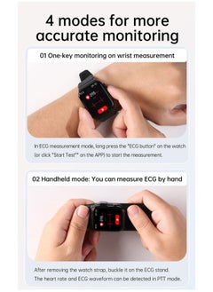 Generic E500 Smart Watch ECG PPG HRV PTT Blood Glucose Blood Pressure Body Temperature Monitor IP68 Waterproof Smartwatch Men (Blue Silicone Strap)  - Image 5