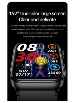 Generic E500 Smart Watch ECG PPG HRV PTT Blood Glucose Blood Pressure Body Temperature Monitor IP68 Waterproof Smartwatch Men (Blue Silicone Strap)  - Image 4