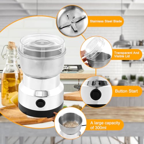 kjcbkcb Electric Coffee Grinder 300ml Mini Spice Mill - Stainless Steel One-Touch Start Portable Dry Grinder for Coffee Beans and Spices - Image 2