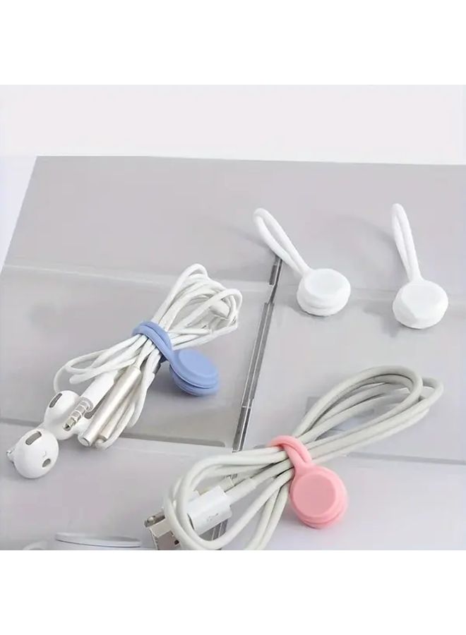 Creative Earphone Style Magnetic Cord Winder 10pcs Random Colors Charging Cable Management Buckle Gift - Image 2