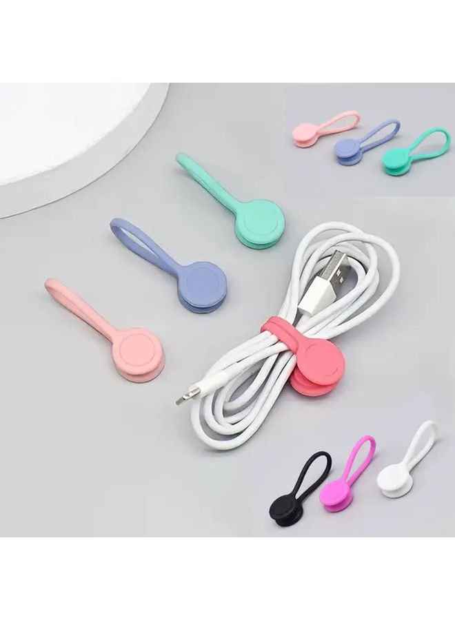 Creative Earphone Style Magnetic Cord Winder 10pcs Random Colors Charging Cable Management Buckle Gift - Image 1