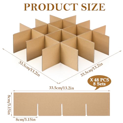 Feifeiya 8 Set Moving Box Divider Kits 13 x 13 x 3 Inch Shipping Cardboard Packing Dividers for Fruit Separation Glass Inserts Moving Kitchen Glassware Dish Packing SuppliesBox Not Included Brown - Image 3