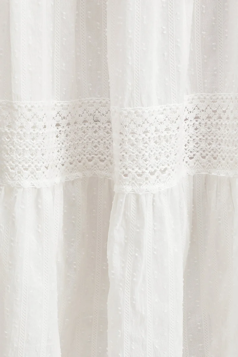 فيرجيو Cotton Viscose Vacation Lace Tier Dresses for Women