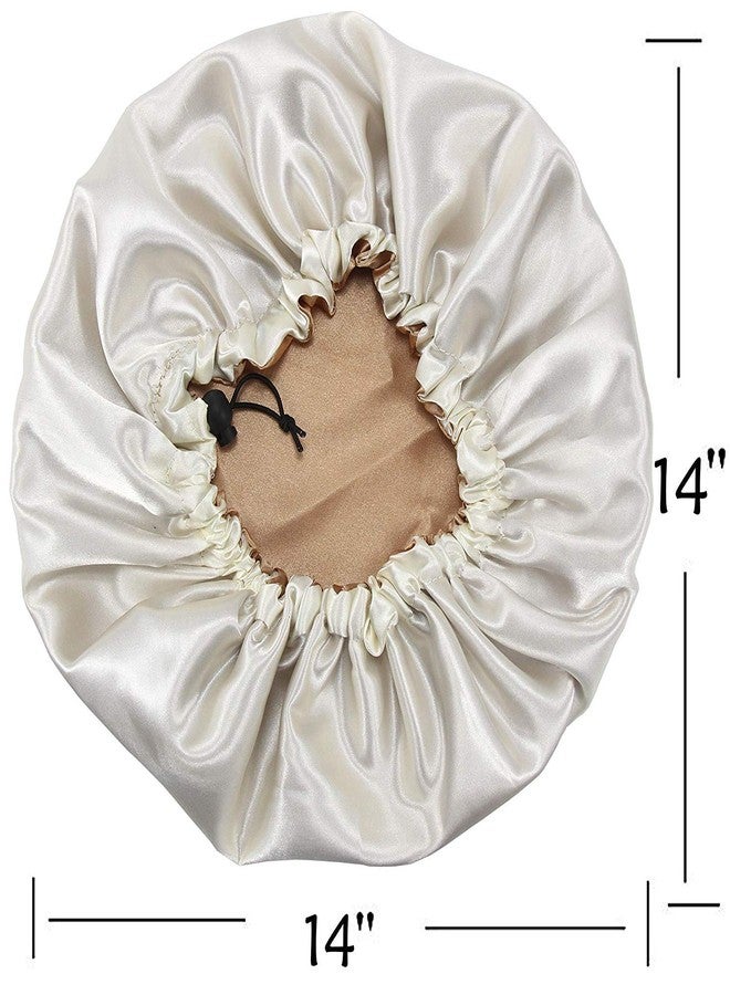 DEHMAN Adjustable Satin Sleep Cap Hair Bonnet Double Layered Reversible for Women Protective Sleep Hairstyles (Champagne - BEIGI) - Image 5