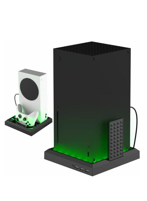 RGB Multi-Function Vertical Stand for Xbox Series X/S, Game Consoler Cooling Stand, Colourful Light Controller Charging Stand, Gaming Accessories