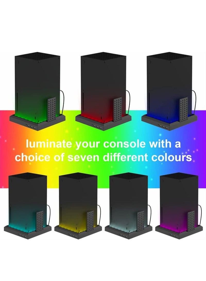 RGB Multi-Function Vertical Stand for Xbox Series X/S, Game Consoler Cooling Stand, Colourful Light Controller Charging Stand, Gaming Accessories