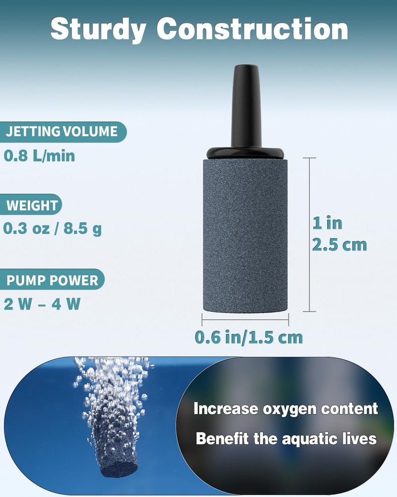 Pawfly 1 Inch Air Stone 10 Pieces Cylinder Bubble Diffuser Airstones for Aquarium Fish Tank Pump and Hydroponics Grey/Blue, 0.8 Liters_Per_Minute - Image 5