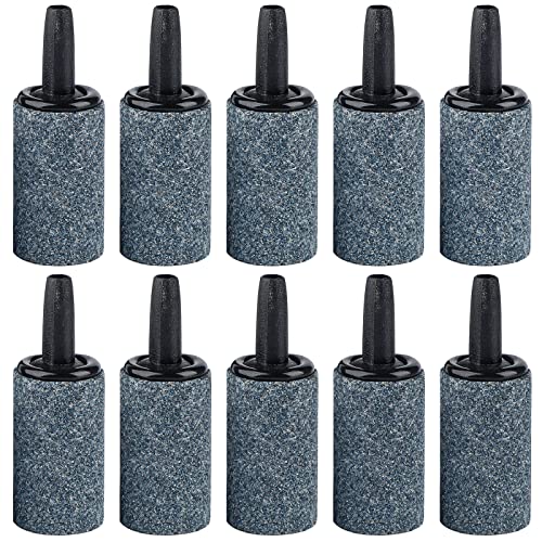 Pawfly 1 Inch Air Stone 10 Pieces Cylinder Bubble Diffuser Airstones for Aquarium Fish Tank Pump and Hydroponics Grey/Blue, 0.8 Liters_Per_Minute - Image 1