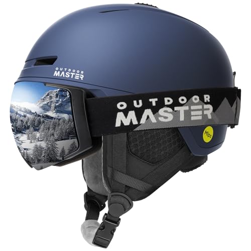 OutdoorMaster Diamond II MIPS Ski Helmet with Ski Goggles PRO Set - Adjustable Fit Snowboard Helmet and Snow Goggles Set - Snow Sport Helmet for Men, Women & Youth - Dark Blue, S - Image 1