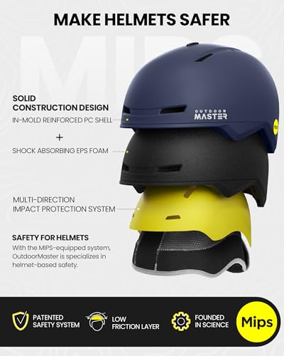 OutdoorMaster Diamond II MIPS Ski Helmet with Ski Goggles PRO Set - Adjustable Fit Snowboard Helmet and Snow Goggles Set - Snow Sport Helmet for Men, Women & Youth - Dark Blue, S - Image 2