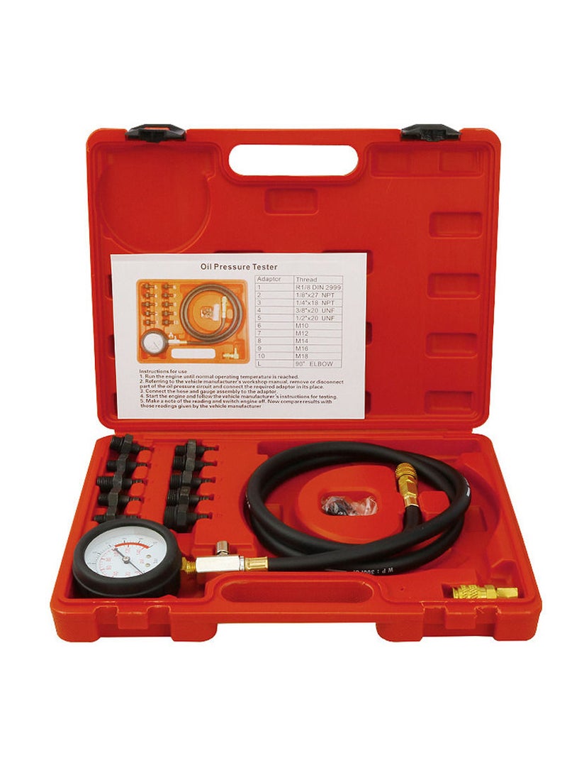 13pcs Engine Oil Pressure Test Kit Auto Repairing Cylinder Pressure Tester Car Garage Tool Oil Pressure Detection Gauge - Image 1