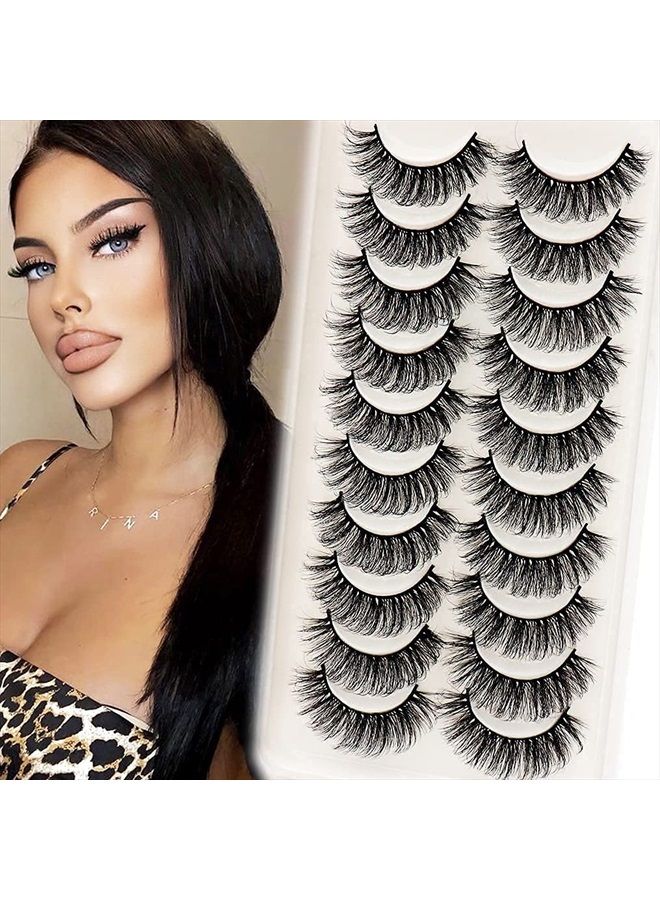 Veleasha Lashes Natural Look Faux Mink Eyelashes 10 Pairs Pack Individual Lashes Handmade Light Volume Eyelash Extensions Look False Lashes (6D17) - Image 1
