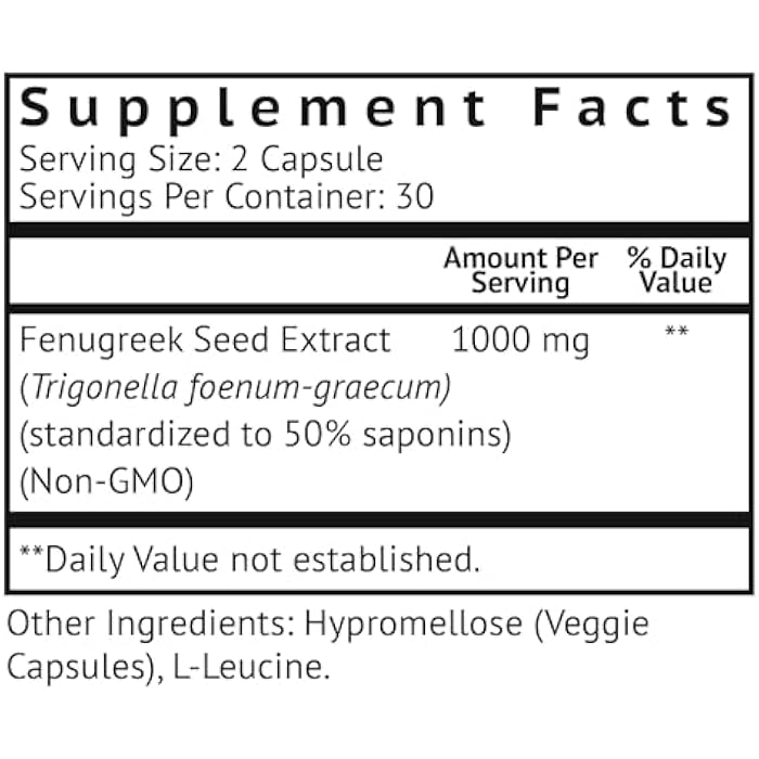 VitaMonk FenuTrax™ Fenugreek Extract Powerful 50% Fenugreek Seed Extract Standardized for Fenuside - High Furostanol Glycoside and Saponin Content When Compared to Testofen - 60 Capsules - Image 2