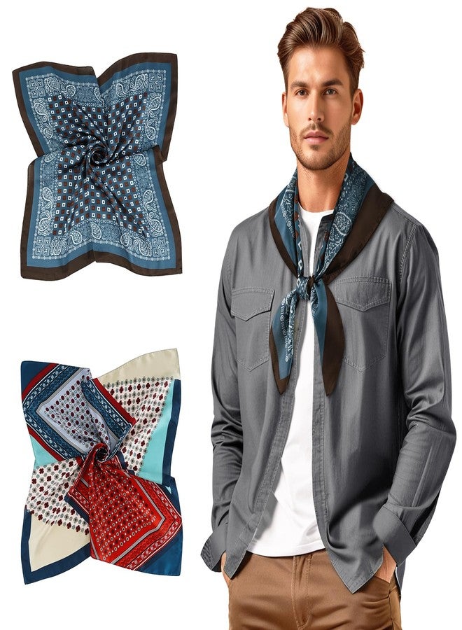 جيرينلي وشاح رقبة رجالي من جيرينلي بتصميم عصري، وشاح ساتان فاخر قطعتان، وشاح أسكوت عتيق - Image 1