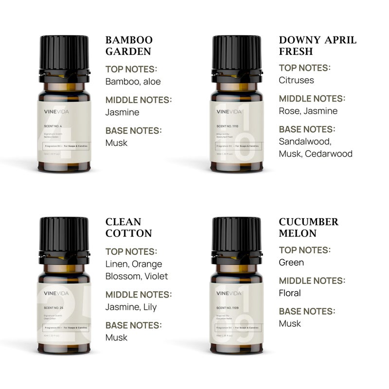 VINEVIDA [Set of 8] Clean Scents for Candle Making, Made in USA Candle Fragrance Oil, Soap Making Essential Oils, Diffuser Oil Scents - Image 3