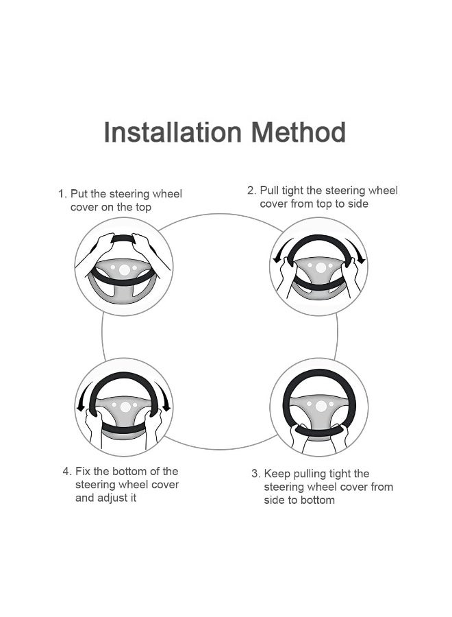 MOB Premium Leather Medium Steering Wheel Cover 37-39cm for Cars, Universal 15 Inch Anti-Slip, Breathable & Sweat-Absorbent Wheel Protector, Easy to Install (Black/Grey) SW-100 - Image 5