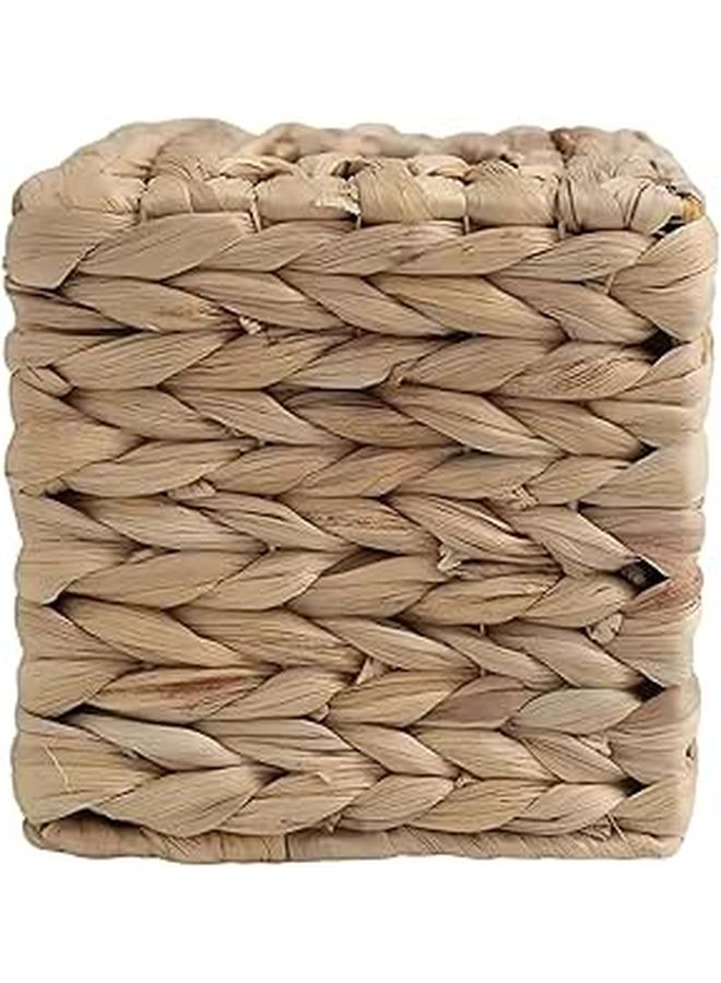 Handwoven Water Hyacinth Square Tissue Box Cover Boho Chic Decorative Organizer For Facial Tissues Natural Versatile Design Housewarming Gift - Image 1