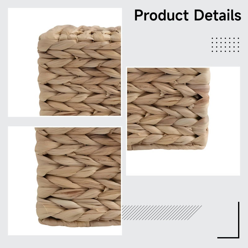 Handwoven Water Hyacinth Square Tissue Box Cover Boho Chic Decorative Organizer For Facial Tissues Natural Versatile Design Housewarming Gift - Image 3