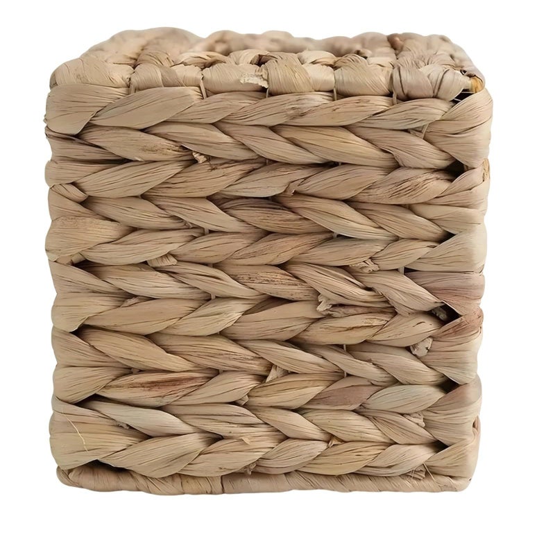 Handwoven Water Hyacinth Square Tissue Box Cover Boho Chic Decorative Organizer For Facial Tissues Natural Versatile Design Housewarming Gift - Image 2