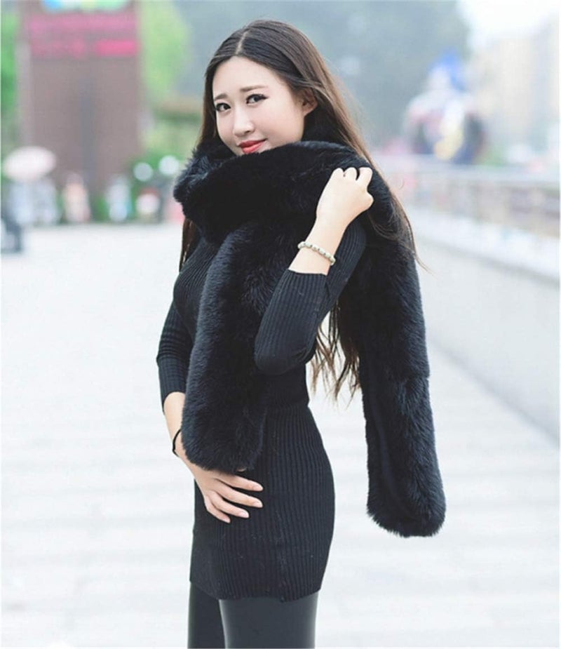 LDFWAY Long Men Women Faux Fur Collar Winter Warm Wrap Stole Scarf Shawl Shrug - Image 3