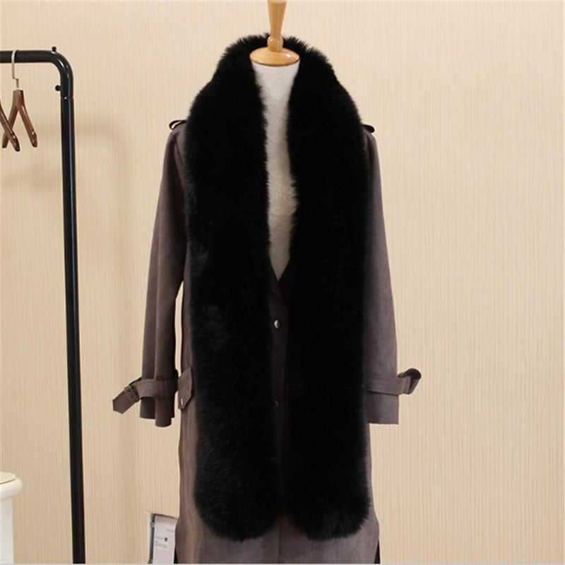 LDFWAY Long Men Women Faux Fur Collar Winter Warm Wrap Stole Scarf Shawl Shrug - Image 2