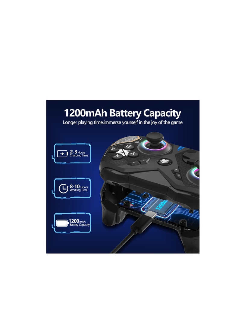 Wireless Switch Pro Controller for Nintendo Switch Lite OLED with LED Light Multi-Platform RGB Gamepad for Windows PC iOS Android - Image 4